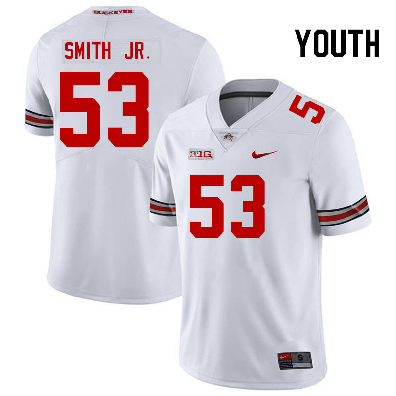Ohio State Buckeyes Will Smith Jr. Youth #53 White Authentic Stitched College Football Jersey
